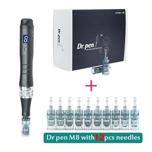 Tattoo Guns Kits DR Pen Ultima M8 Professionele Microneedling Wireless Derma Auto Skin Care Tool Kit voor gezicht en lichaam 10 PCS Cartridges 230422