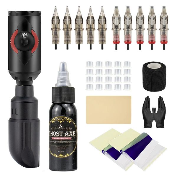 Kits de pistolets de tatouage Ghost Axe Kits de machines à tatouer professionnelles Batterie d'alimentation sans fil Maquillage Ensemble de pistolets à tatouer rotatifs Stylo de tatouage pour tatouage Body Art 230630