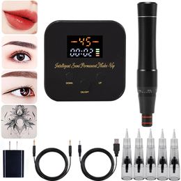 Tatuagem Armas Kits Máquina de Maquiagem Permanente Profissional Digital Rotary PMU Pen Kit Microblading para Sobrancelha Delineador Lip Body Art 230907