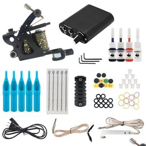 Kits de pistolets de tatouage Kit de démarrage Hine Set 1 bobines couleurs encres pigmentaires ensembles noir puissance poignée débutant livraison directe santé beauté tatouages B ot3ks