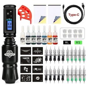 Tattoo Guns Kits Wireless Tattoo Machine Complete Kit Rotaty Adjustable Speed RCA Tattoo Battery Pen Set With 20PC Cartridges Needle For Body Art 231207