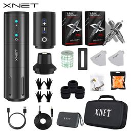 Tattoo Guns Kits Xnet Elite Professionele draadloze tattoo-machinekit Roterende tattoo-pen met extra 2400mAh-vermogen 40-delige gemengde tattoo-cartridge 231207