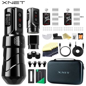 Tattoo Guns Kits XNET FLUX MAX Wireless Tattoo Machine Kit Rotary Tattoo Pen With Extra 2400mAh Power 40Pcs Mixed Tattoo Cartridge for Tattoo Art 231207