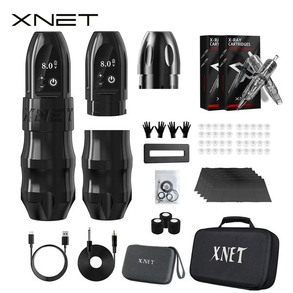 Kits de pistolets de tatouage XNET Titan, Machine sans fil avec poignée de 38mm, batterie de 2400mAh, 40 cartouches mixtes pour artistes 231214