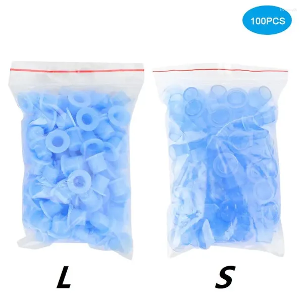 Encres de tatouage 100pcs / sac taille plastique silicone couleur tasse d'encre maquillage permanent conteneur de peinture porte-chapeau jetable accessoires de tatouages