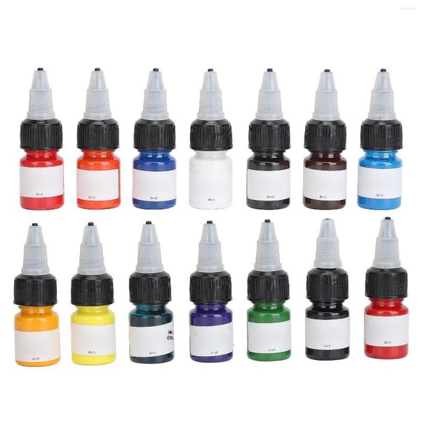 Tintas para tatuajes Juego de colores de tinta para práctica de 14 colores Kit de larga duración de 112 ml para principiantes