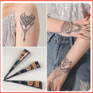 Tatuaje de tatuaje 1 PPC Pasta de conos de henna marrón negro para pegatinas de arte del cuerpo temporal Mehndi Pintura