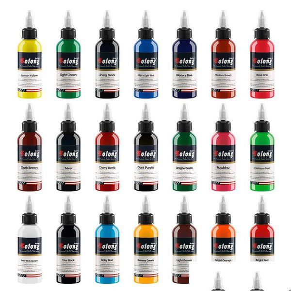 Encres De Tatouage 21 Couleurs 30Ml / Bouteille Encre Professionnelle Pour L'art Corporel Micropigmentation Végétale Naturelle Pigment Livraison De Goutte Permanente Guérir Dhllc