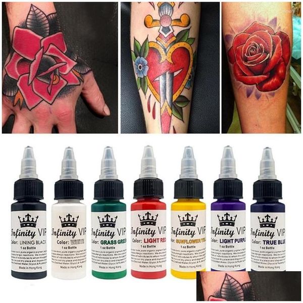 Encres de tatouage 30 ml / bouteille d'encre végétale naturelle pure 7 couleurs pigment pour hommes couleur semi-permanente facile outils pour femmes Cr S6R2 Drop Deliver Dhlhq