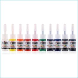 Encres De Tatouage 5Ml / Bouteille 10 Couleurs Encre De Tatouage Professionnelle Pour L'art Corporel Coloration Végétale Naturelle Pigment Peau Peinture Drop Delivery 2021 Dh82R