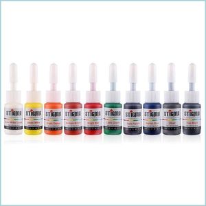 Tattoo -inkten 5 ml/fles 10 kleuren professionele tattoo -inkt voor body art natuurlijke plant kleurpigment pigment huid schilderen drop levering 2021 dh82r