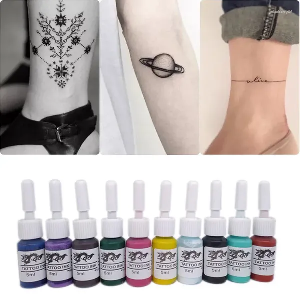 Encres de tatouage professionnelles, ensemble d'encres multicolores, 5ml, Kits de pigments, bouteilles de peintures de maquillage de beauté, outils, accessoires d'art corporel, vente en gros