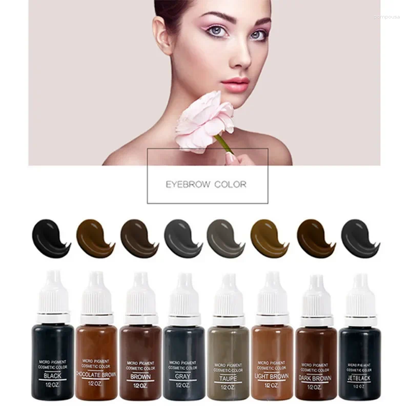 Tattoo Inks 8 PCS Microblading Permanente make -uppigment Colorfastness Professionele wenkbrauw Micro -inkt Pigmenten