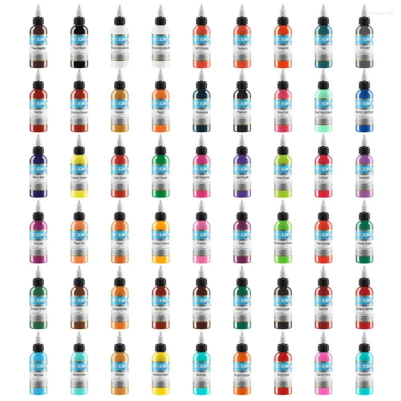 Tintas para tatuajes, arte corporal, 1 Oz(30ML), juego de pintura de tinta permanente, kit de pigmentos de micropigmento, paquete de 54 artistas