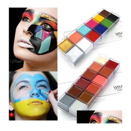 Tattoo inks imagin 12 kleuren flash face body verf olie schilderij kunst Halloween feestje fancy jurk schoonheid make -up tools drop levering hij dhi6z