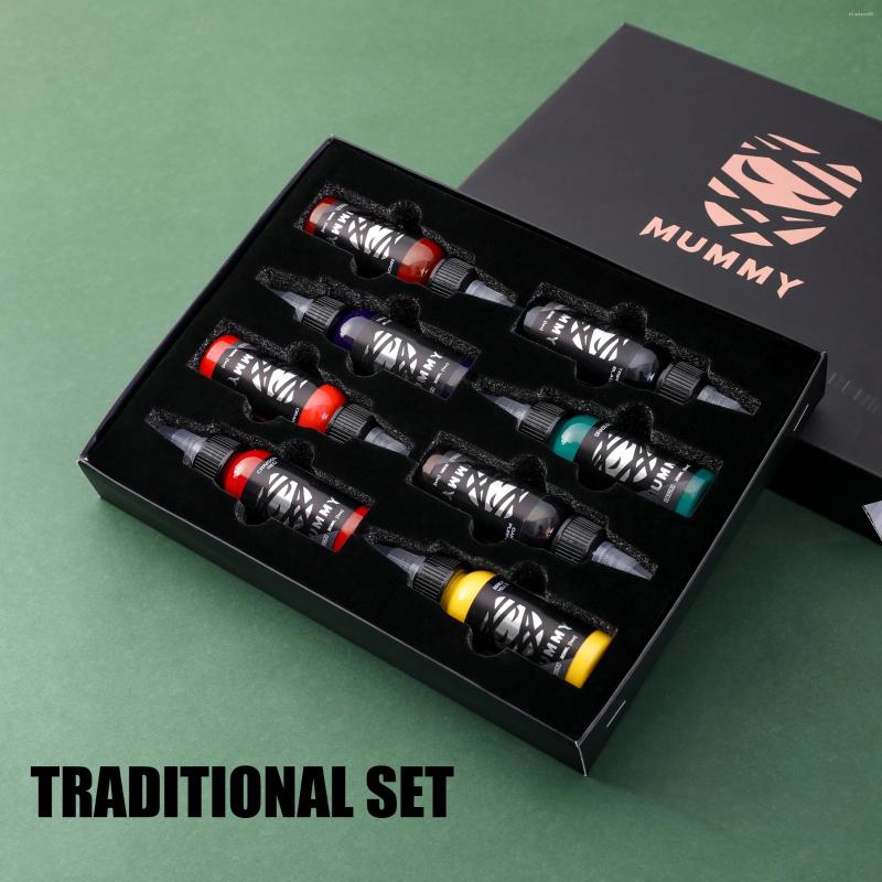 Tattoo -Tinten Mumie Professionelle Tinte Körperkunst Sterilisierte Permanente Färbung USA Custom 8 Farben/Box Traditionelle Set