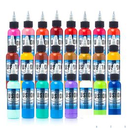 Encres de tatouage nouvelle Fusion 16 couleurs ensemble d'encres pigmentées fournitures permanentes 30Ml livraison directe santé beauté tatouages Art corporel Dhbx1