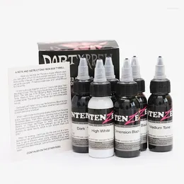 Encres d'encre professionnelle d'encres de tatouage 6 couleurs 1 oz 30 ml kit pigmentaire de bouteille art corporel maquillage permanent