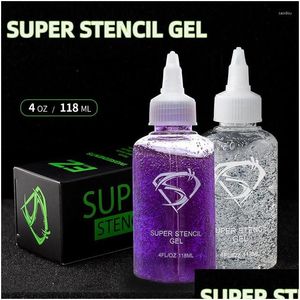 Encres de tatouage Super Stencilgel Équipement Transfert Papier Gel Ez Huile 4Oz Violet Transparent 118Ml / Bouteille Drop Livraison Santé Beauté Tatto Dhs4I