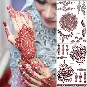 Tatoeage inkten waterdichte tijdelijke bruine henna stickers borst kanten mandala tatoeages voor handen diamant bloem body art nep tatoo
