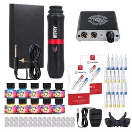 Kit de tatouage Arashi, stylo à moteur rotatif, alimentation électrique, encres immortelles, cartouches d'aiguilles D3069