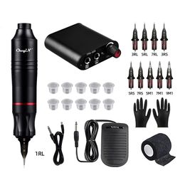 Kit de tatouage complet, Machine rotative sans fil, stylo, Interface DC avec cartouche d'aiguilles, maquillage Permanent, 240311