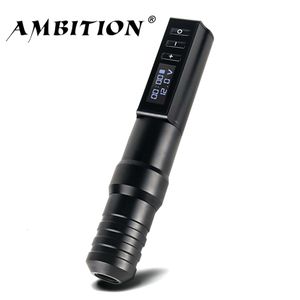 Machine à tatouer Ambition Professional Wireless Tattoo Machine Gun Rotary Portable Pen Power Motor LED Affichage numérique pour Artiste Body Makeup 230612