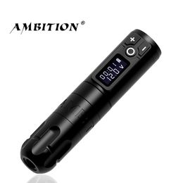 Máquina de tatuaje Ambition Soldier Máquina de tatuaje inalámbrica Rotaty Battery Pen con paquete de energía portátil 2400mAh Pantalla digital LED para Body Art 230620