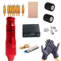 Tattoo Machine Beginner Complete Kit Machines Gun Zwarte Inkt Set Voeding Grips Body Art Gereedschap Permanente Make-up set 231030