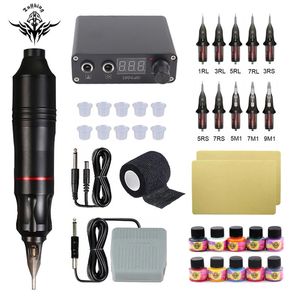 Machine à tatouer Kit complet stylo rotatif avec cartouche aiguilles Kits maquillage permanent pour débutants 230728