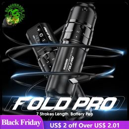 Máquina de tatuaje Dragonhawk Fold Pro Ajustable 7 Longitud de carrera Cambiable Batería inalámbrica o de alambre RCA Motor sin núcleo Pluma rotativa 231129