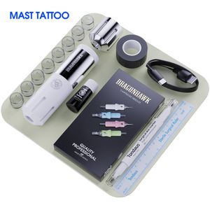 Tattoo Machine Dragonhawk Professionele Roterende Draadloze Mast Tattoo Machine Pen Batterij Permanente Naald Cartridge Inkt Make-up Pigment Set Supply 230630