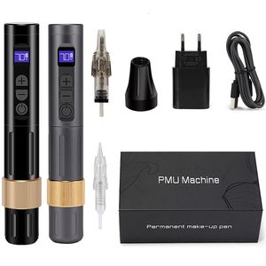 Tatouage Machine EST professionnel sans fil rotation LED numérique multifonction PMU PMU Micoblading Permanent Makeup Supplies Tools 230110