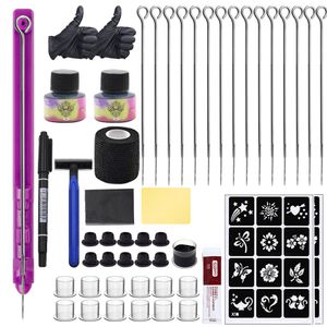 Tattoo Machine Hand Poke en Stick Tool Kit Pen inclusief naalden DIY Tools Accessoires 221122