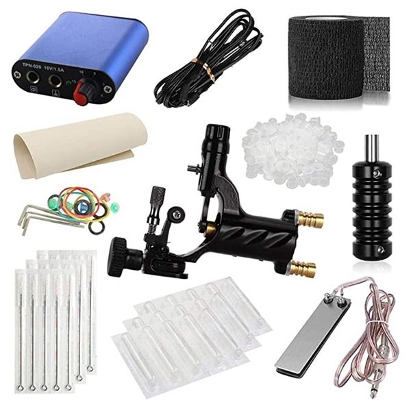 Kit de máquina de tatuaje Máquinas Pistola Fuente de alimentación Empuñaduras Herramientas de arte corporal Conjunto completo Accesorios Suministros Artista 230802