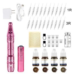 Kit de tatouage Machine de maquillage permanent Machine de charge sans fil Microshading Permanent Makeup Machine Set Tattoo Inutiles 240416