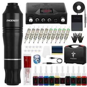 Tattoo Machine Kit Set Complete Beginner Pen Stick en Poke Pigmenten voor permanente make -upaccessoires 220921