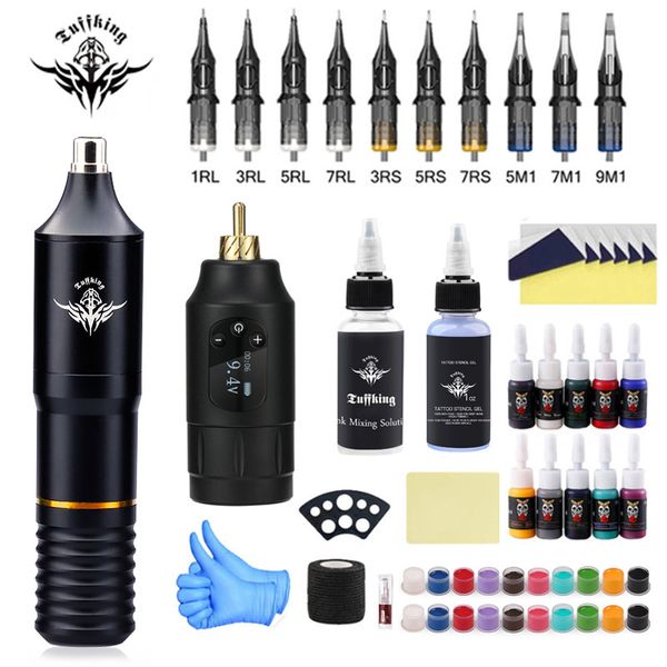 Kit de machine à tatouage Mini d'alimentation sans fil batterie de batterie de batterie de machine à stylo à cartouche avec des aiguilles de cartouche pour les fournitures pour débutants de tatouage