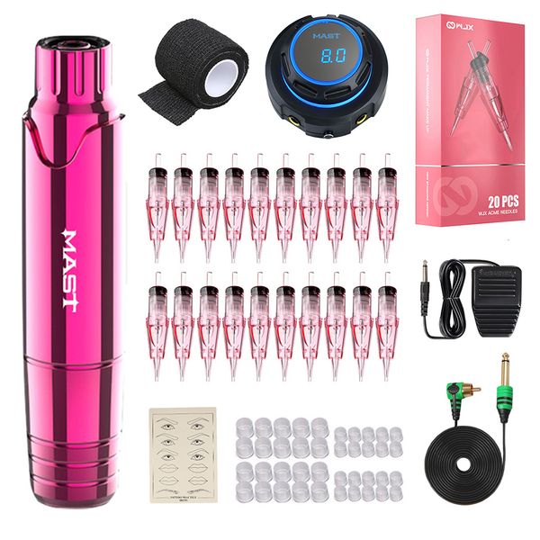 Máquina de tatuaje Mast P10 kit de tatuaje RCA máquina rotativa con fuente de alimentación OLED tipo 2 1RL WJX cartucho de tinta aguja maquillaje permanente kit de tatuaje 230715