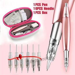 Machine à tatouer Microblading Charme Princesse Kit de maquillage permanent Sourcils Lèvres Stylo numérique MTS Beauty Supply avec 10 aiguilles 231030