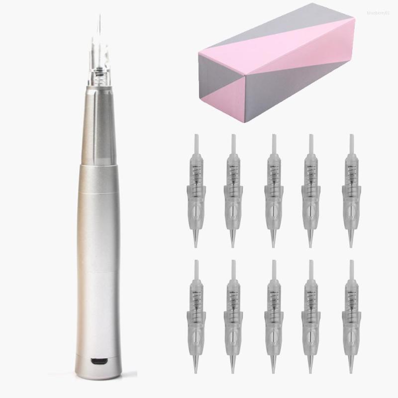 Tattoo Machine Nano Brow Sliver Wireless Permanent Makeup Microshading With 10pcs Needle Cartridge