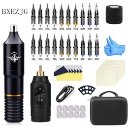 Máquina de tatuaje Cartucho de pluma Kit inalámbrico Tipo rotativo para principiantes Suministros completos 231030