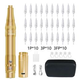 Tattoo Machine Pen met Naald kit Wenkbrauw Lip Microblading Rotary Gun Pmu Micropigmentatie Draadloze Permanente Make-up Machine 231229