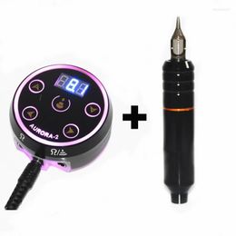 Tattoo Machine Professionele roterende pen Zwitserse motor Sterke stille DC-kabel met Mini Aurora II Power Kits-voeding