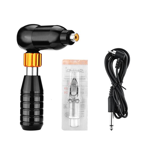 Máquina de tatuaje Profesional Silencio de L en forma de L en forma de L Motor giratorio ajustable Motor giratorio de tatuaje híbrido Suministros de maquillaje de maquillaje con cable Negro 230811