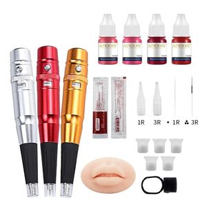 Conjunto de máquina de tatuaje Maquillaje permanente Labio de cejas Suministros de arte corporal universal Adecuado para principiantes Conjunto de equipos de microblading 240322