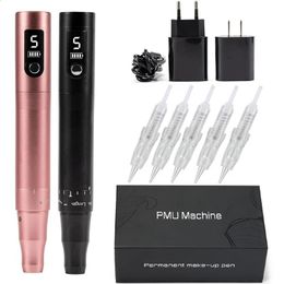 Machine à tatouer sans fil PMU Machine Kit de stylo de tatouage professionnel Microshading Machine fournitures dispositif pour maquillage Permanent ombrage lèvres sourcils 231118