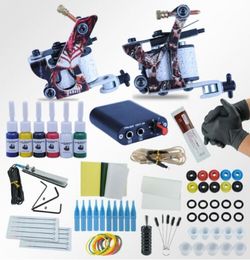 Machines à tatouer Power Box Set 2 pistolets Immortal Color Inks Supply Needles Accessoires Kits Complet Tattoo Maquillage Permanent Kit5304599