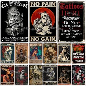 Tattoo Metal Carter Cool Girl Job Signo Hobby Vintage Decorative Placque Decoración de pared Garage Bar Pub Club Hotel Café Home Tattoo Room Decoración 30x20cm W01