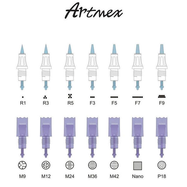 Cartouches d'aiguilles de tatouage pour Artmex V8 V6 V3 V9 V11, Machine de maquillage Permanent, stylo pour sourcils, Eyeliner et lèvres